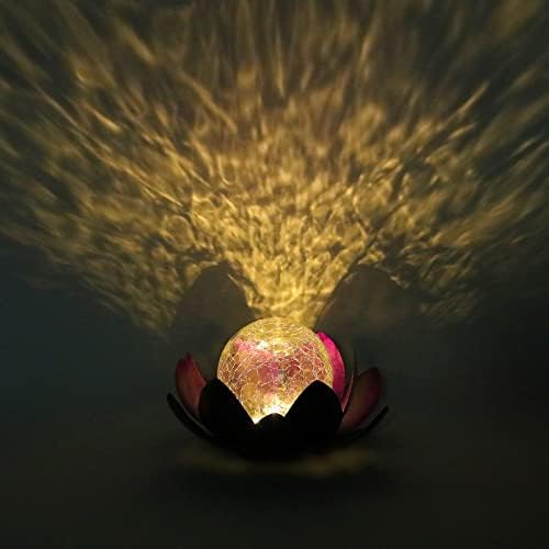 Luzes solares de Xingtong Luzes ao ar livre, Metal Crackle Globe Glass Lotus Lights Impermeável Decorativa Luz de Flores