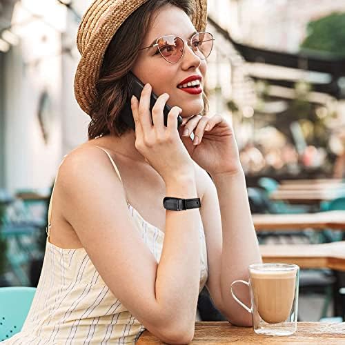 Compatível para Fitbit Luxe Watch Band, elegante pulseira de cinta de couro fino, substituição de pulseira macia para fitness fitbit luxuoso, protetor de tela compatível com fitbit luxu