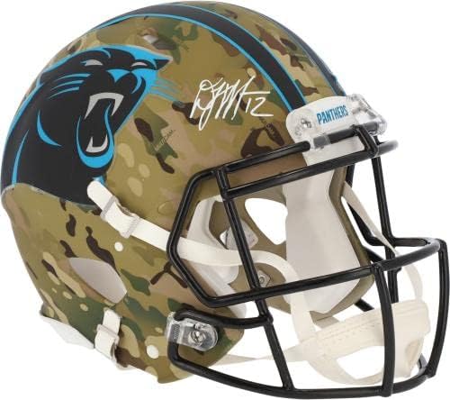 D.J. Moore Carolina Panthers autografou o capacete autêntico Riddell Camar Speed ​​Authentic - capacetes NFL autografados
