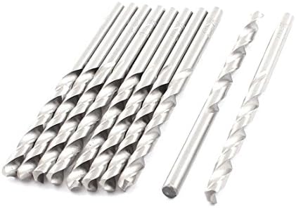 Aexit HSS Straight Tool Holder Brill Hole de 4,8 mm Twist Head de 85 mm de comprimento Bit Silver Tom 10pcs Modelo: 44AS463QO65