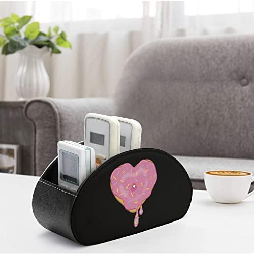 Donut Heart TV TV Remote Control Titular com 5 Compartamentos PU Organizador de couro Caixa de armazenamento Caddy