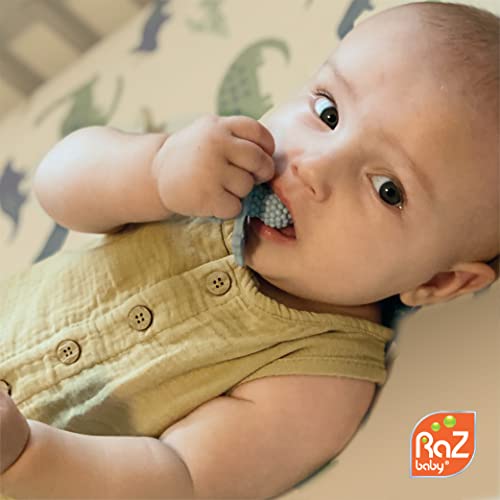 Razbaby Soft Silicone Infant & Baby 3m+ Teether Toy Berrybumps Raíndaca de alívio de dentição texturizada-acalma as gengivas doloridas-Design de barbear em forma de frutas e de mãos livres e fácil de reter, BPA Free-Blue
