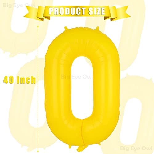 Grande número amarelo 0 balões de papel alumínio de 40 polegadas de hélio Big Mylar Zero Balloon para festa de aniversário da abelha