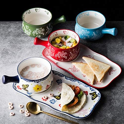 Kizqyn Salad Bowl Creative Ceramic Breakfast Tableware Tigança doméstica com placas Bated Baked Bak