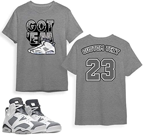 Nome personalizado T-shirt de 2 lados para Jordan 6 Retro Cool Gray, Tee 2 lados T-shirt Gift para tênis Jordan 6s Retro Cool Gray 1