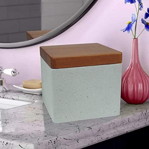 NU Aço de aço Condelando Banheiro Q-Tip e Jar em cimento real e madeira para banheiros e espaços de vaidade