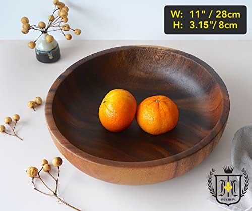 JJ Imperium Acacia Wood Bowl - 11 x 3,15 - salada, frutas, massas, lanche e porção de padaria - tamanho grande