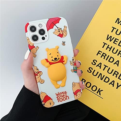 TPU macio Winnie The Pooh Caso para Apple iPhone 11 iPhone11 6.1 Amarelo Bear barriga Mel Bee Red Umbrella 3D Cartoon