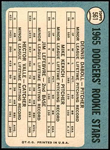 1965 Topps # 561 DODGERS novatos Mike Kekich/Jim Lefebvre/Hector Valle/Dennis Daboll Los Angeles Dodgers NM/MT Dodgers