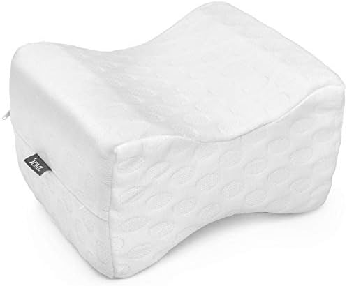 DMI contorne a memória de espuma de espuma de joelho travesseiro para dormir, alívio da dor ciática, dores no quadril e nas costas, travesseiro de perna para dormentes, posicionador de cama, branco
