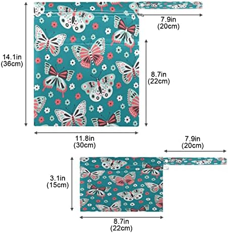 ZZXXB Borboleta floral impermeável bolsa molhada fralda reutilizável bolsa molhada com bolso com zíper para viagens de piscina de