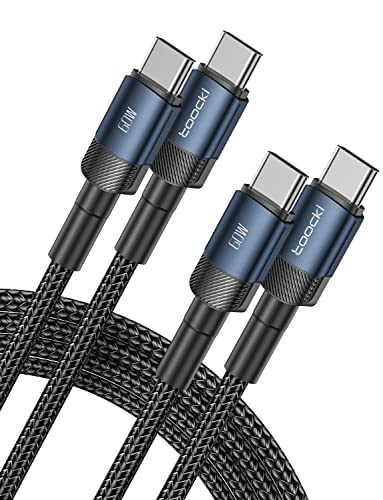 TOOCKI USB C CABO 60W [2-PACK, 6,6 pés], Cabo de carregamento rápido 3A Tipo C, Nylon durável Zylon USB C a USB C Cable