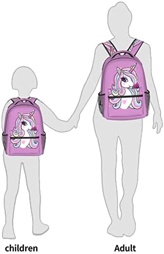 Fehuew Girls Rose Rose Unicorn Backpacks Bookbag de 16 polegadas Daypack de ombro para a 1 a 5ª série