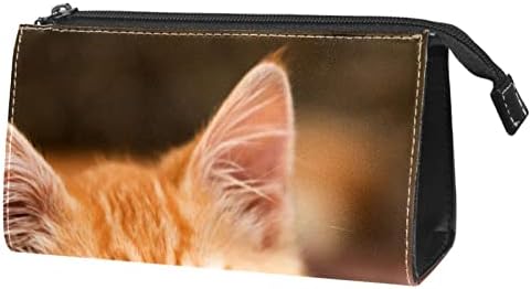Bolsa de maquiagem de viagem sacos de maquiagem de bolsa de higieness à prova d'água para mulheres e meninas, Animal Orange Cat