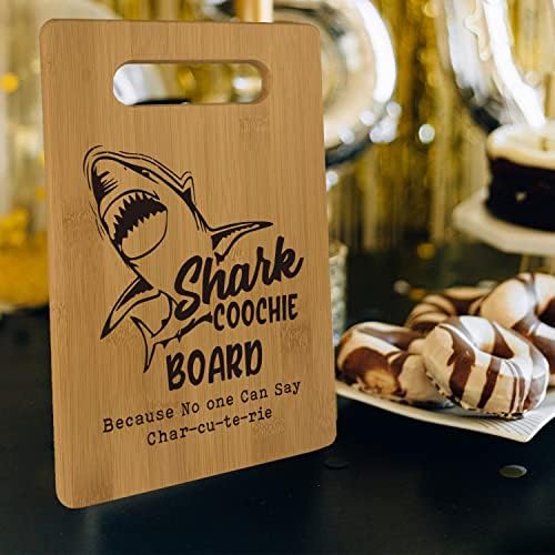 Shark Coochie Charcuterie Board para carne e queijo, tábua de tubarão, quadro de corte engraçado laser bambu gravado quadro de bambu