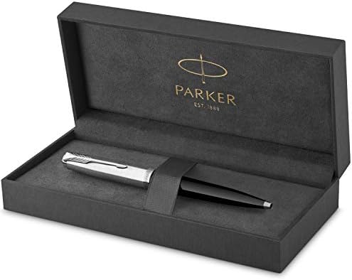 Parker 51 caneta -tinteiro | Barril de Borgonha com acabamento cromado | Nib fina com cartucho de tinta preta | Caixa de presente