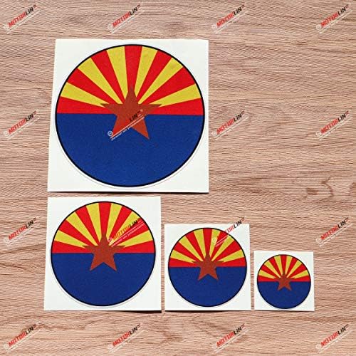 Arizona State Flag AZ US State Round Decal de vinil adesivo - 4 pacote Reflexivo, 2 polegadas, 3 polegadas, 4 polegadas, 6 polegadas