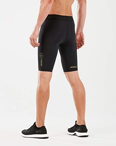 2XU Mens Force Shorts de compressão para treinamento e fitness de alta intensidade, preto/dourado, x-large