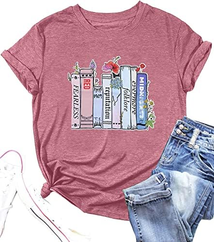 Camisetas de concertos de camisetas do álbum feminino Livro de flores silvestres Tee Funny Reading Camisa Música Amante Casual Top