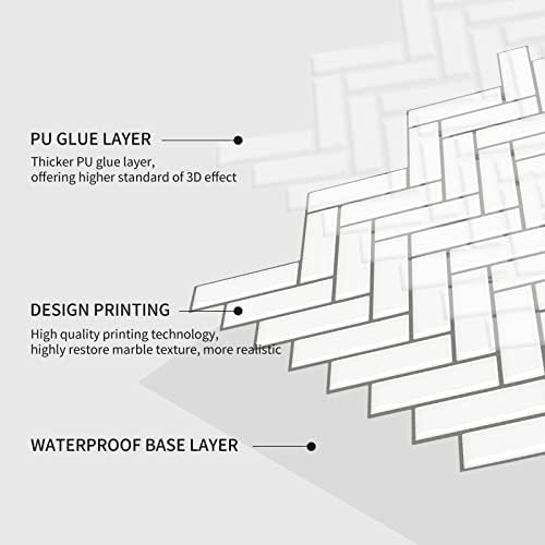LSDECO 22 folhas de aranhas brancas Casca e grudar backsplash, 12 x 12 Backsplash para cozinha e banheiro