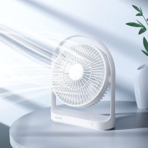 Ventilador de mesa de Jisulife, pequeno ventilador de desktop portátil portátil com 4 velocidades, máximo 15 horas, fluxo de ar