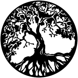 Decoração de parede da Árvore da Vida Liviqon, decoração de parede de metal, arte da árvore genealógica ao ar livre, sinal de árvore redonda, decoração da árvore da vida, decoração de parede de árvores genealógicas