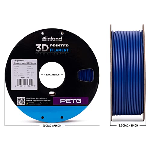 Filamento de impressora 3D Blue PET 3D de 2,85 mm de 2,85 mm, precisão dimensional +/- 0,03 mm - 1kg de spool