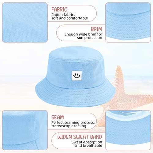 Chapéus de balde de Zando para crianças Sorriso de algodão rosto de viseira chapéu para meninas meninos fofos fofos de boné de chapéu de sol de praia compacta