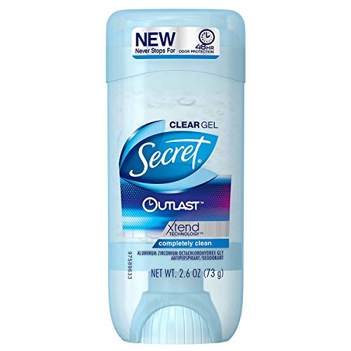 O desodorante secreto supera o gel claro que limpa completamente 2,6 onças