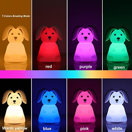 Loveruis Bunny Bunny Night Light - Luz fofa para crianças Animal Night Lamp Nightlight para crianças com 7 Cores respiratórias