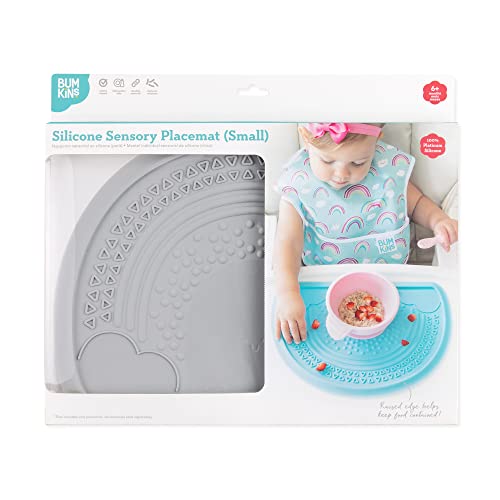 Bumkins Baby Silicone Sensory Placemat, Criandler Placemat, Placemat de sucção para restaurantes, alimentando -se para cadeiras altas e mesas, desmame liderado pelo bebê, com idades entre 6 meses