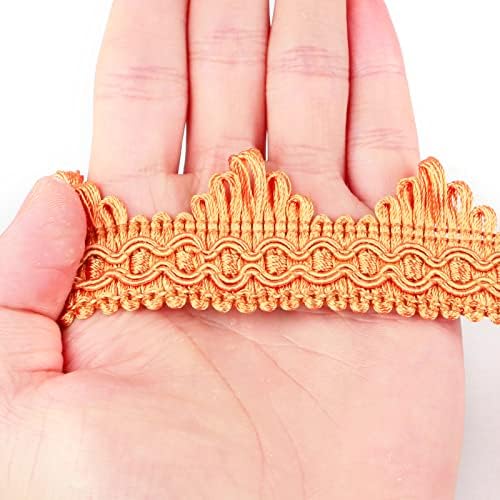 Torda de trança de gimp hedonghexi renda, acabamento de tecido de 0,9 polegadas / 6 jardas ， guarnição de tecido dourado
