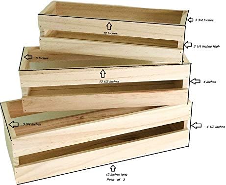 3 Pack Wood Crake Caddy Conjunto | Ninho, caixas de madeira para exibição, caixas de madeira para artesanato, caixa decorativa
