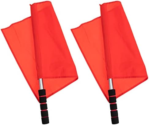 Bandeiras de mão 2pcs 2pcs com bandeira de aço inoxidável Bandeira de bandeira de bandeira vermelha bandeira de aviso para trilhos de futebol tráfego e campo