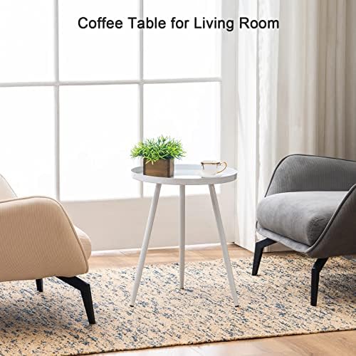 Mesa lateral redonda da Apicizon de 16 , mesa de extremidade branca para sala de estar, cabeceira, mesa de café moderna de