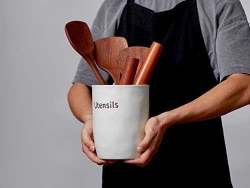 Onemore Kitchen Utensil Holder, Crock de utensílios de cerâmica de 7,2 para bancada, organizador de utensílios de fazenda,