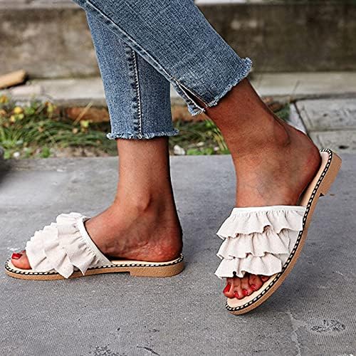 Sandálias de largura ampla de usyfakgh para mulheres sapatos casuais femininos, respiráveis ​​ao ar livre, chinelos de cor pura