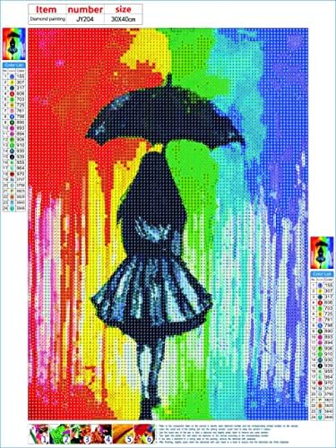 Kakariko Diamond Painting Art Kits para adultos, kits de arte de diamante “chuva de cor” da 5D Round of Color ”para adultos,