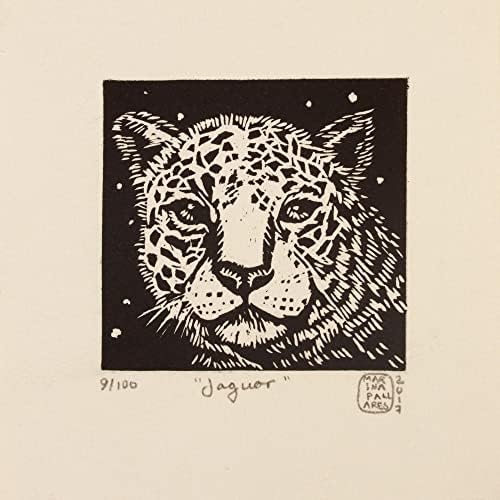 Novica Black and White Animal temático Modern e Freestyle Pintura do México 'Jaguar'