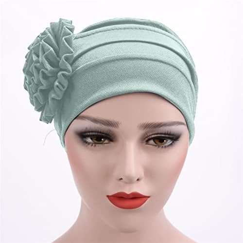 Mulheres de cor sólida cor muçulmana chapéu de turbante câncer chimo tap nó de cabelo cabeceira de cabeça chapéu de cabeça