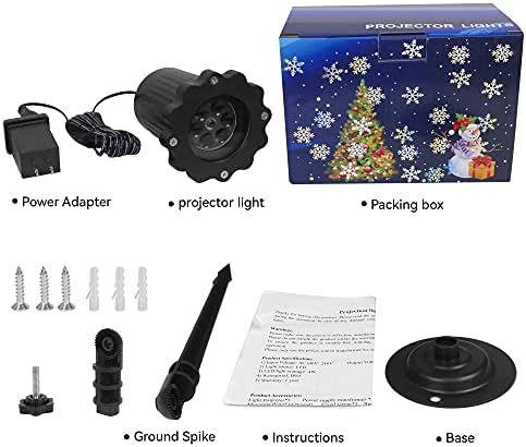 Projector de luz LED de queda de neve, Projeto de floco de neve de Natal, projetor de neve à prova d'água, efeito de neve branca, iluminação decorativa ao ar livre para pátio, jardim, Halloween, Natal, férias