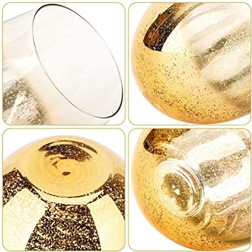 Krivs Whisky Decantador Glass, 18,6 oz coquetéis conjuntos de 4 copos de cerveja Golden Shiny Glass Beverage Tumbler para decantadores