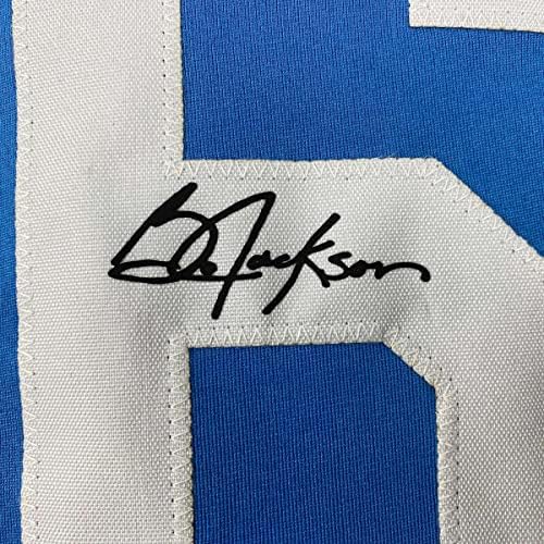 Fac -símile autografou Bo Jackson Kansas City Blue Reimpressão a laser Auto Baseball Jersey Size Men's XL