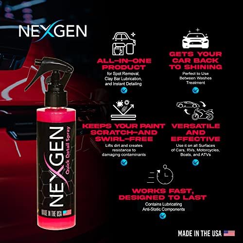 Spray de detalhes rápidos do NexGen-remoção do ponto all-in-one, lubrificação da barra de argila, detalhes instantâneos-limpador de nível profissional para carros, trailers, motocicletas, barcos e ATVs-garrafa de 16 onças