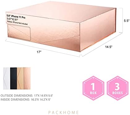 PackHome 16.3x14.2x5 polegadas, caixa de presente extra grande com tampa, caixa de presente para roupas e presentes grandes