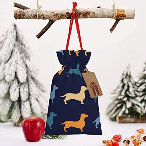 Sacos de presente de traço de natal dachshund-azu-laranja apresenta bolsas de embrulho de sacos de pregos de presente de natal, bolsas