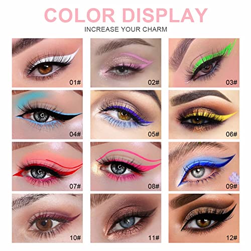 O Outfmvch Eye Makeup Remover Color Eyeliner líquido Cosplay Cosplay Branco Purple Green Pink Blue Red Stage