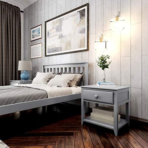 Max & Lily NightStand com gaveta e prateleira, cinza