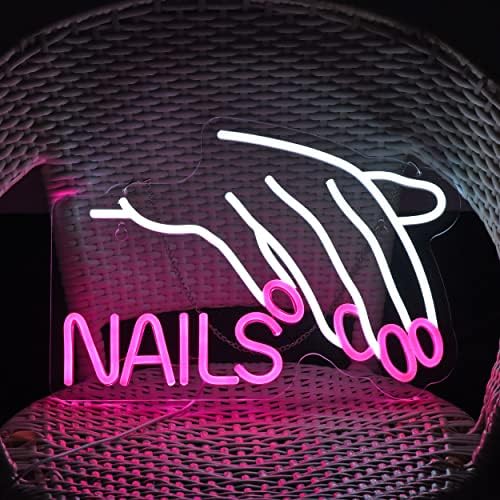 Nails Salon Néon Sign Luz de néon diminuído para decoração de parede alimentada pelo adaptador USB para uma sala de