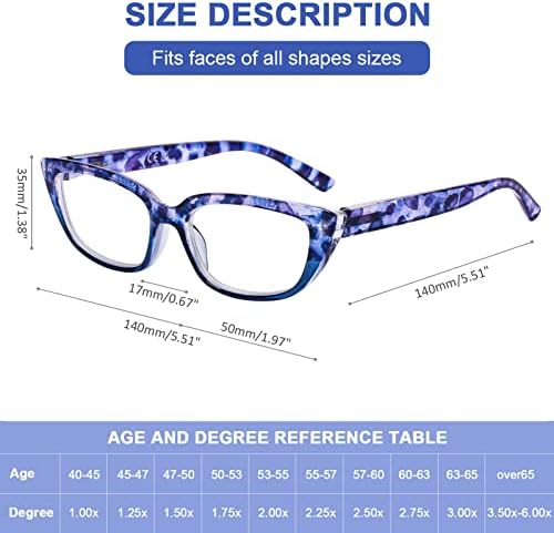 AQWANO Designer elegante Lendo óculos femininos Blocking Light Blue, Cat Eye Compute Readers Anti -Glare Frames coloridos